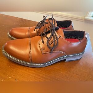 Bruno Marc’s Boys' Tan Vegan Leather Cap-Toe Dress Shoes Oxfords